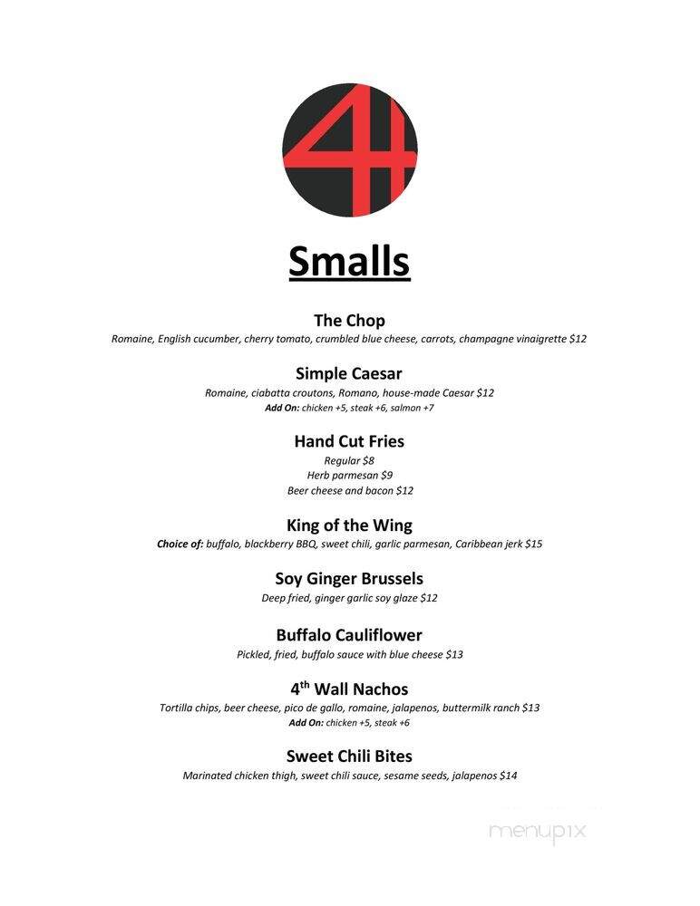 4th Wall Restaurant & Bar - Boston, MA menu_pic