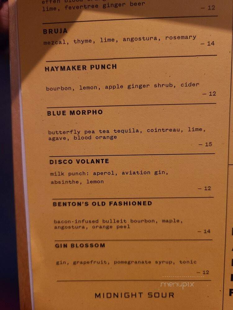 Haymaker - Charlotte, NC menu_pic