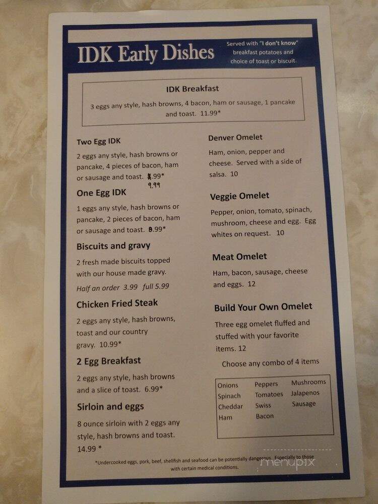 IDK - Kennewick, WA menu_pic