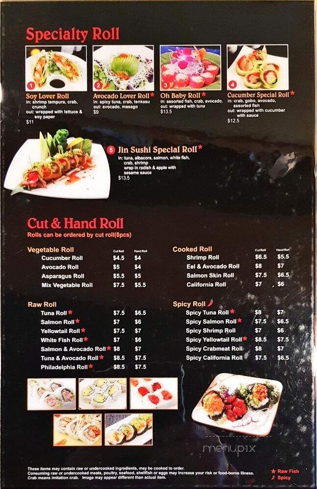 Jin Sushi - Lakewood, WA menu_pic