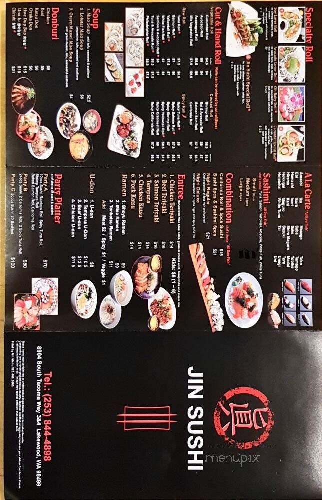 Jin Sushi - Lakewood, WA menu_pic