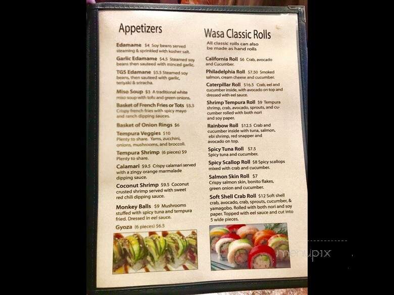 Wasa Sushi Bar & Grill - Ramona, CA menu_pic