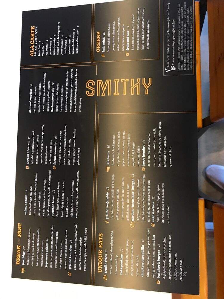 Smithy - Dallas, TX menu_pic