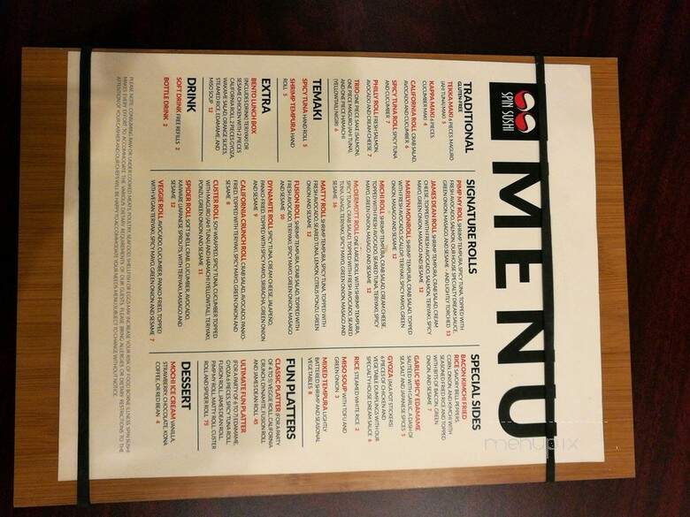 Spin Sushi - Allen, TX menu_pic