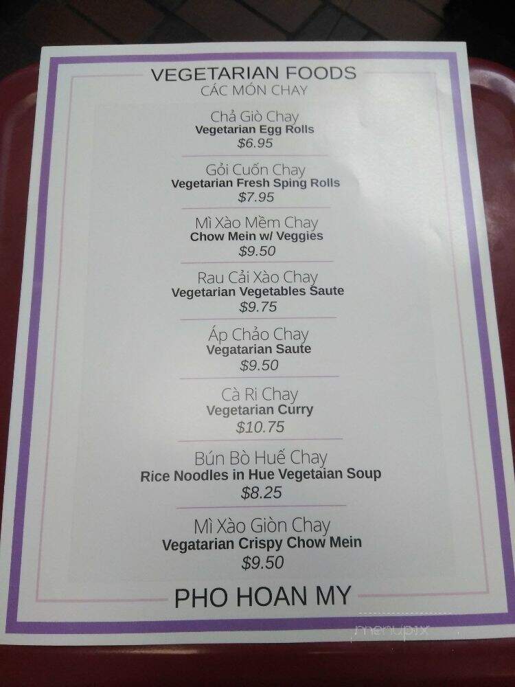 Pho Hoan My - Los Angeles, CA menu_pic