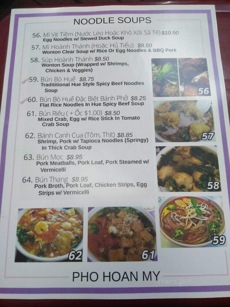 Pho Hoan My - Los Angeles, CA menu_pic
