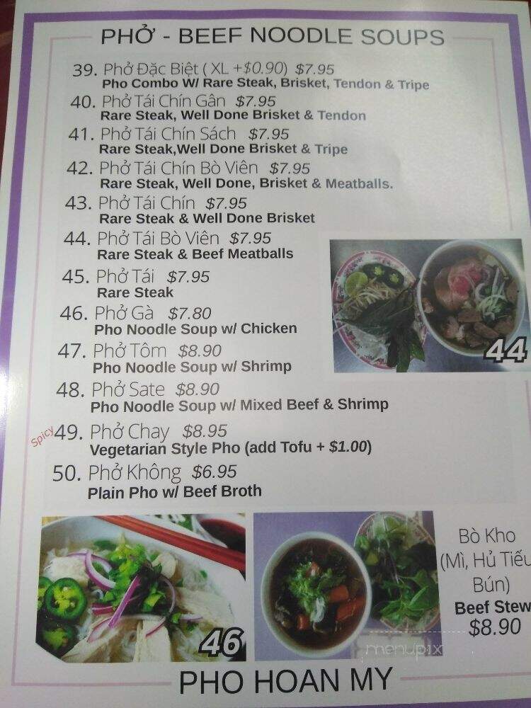 Pho Hoan My - Los Angeles, CA menu_pic