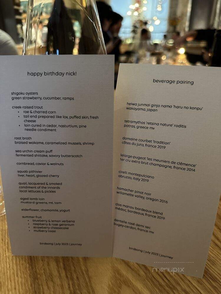 Birdsong - San Francisco, CA menu_pic