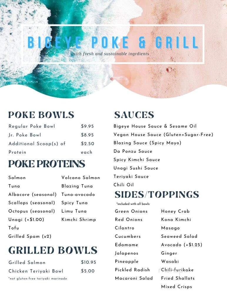 Bigeye Poke and Grill - Placentia, CA menu_pic