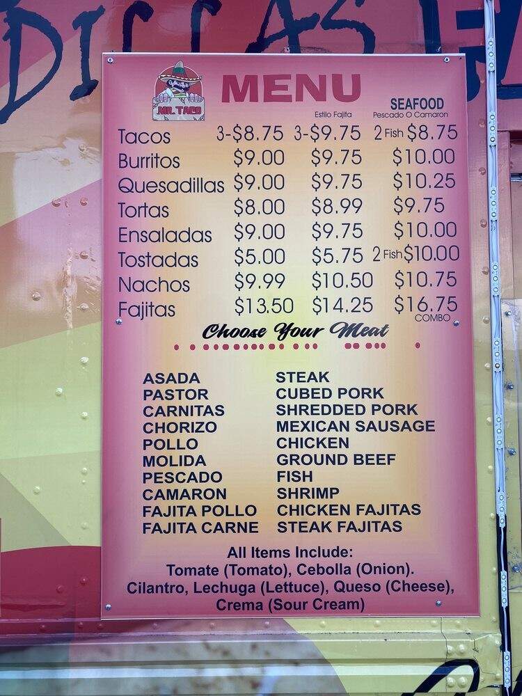 Mr. Taco - Jacksonville, FL menu_pic