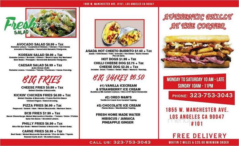 Authentic Philly At The Corner - Los Angeles, CA menu_pic