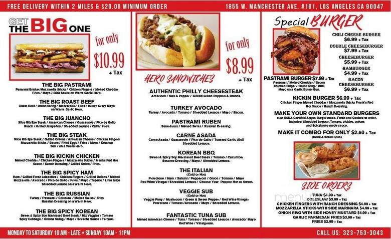Authentic Philly At The Corner - Los Angeles, CA menu_pic