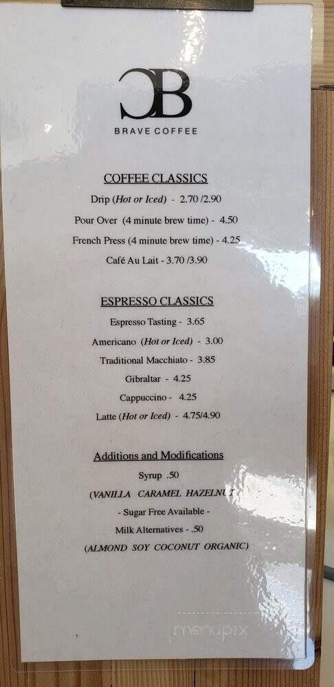 Brave Coffee - Chico, CA menu_pic