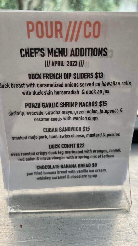 Pour Company - Fullerton, CA menu_pic