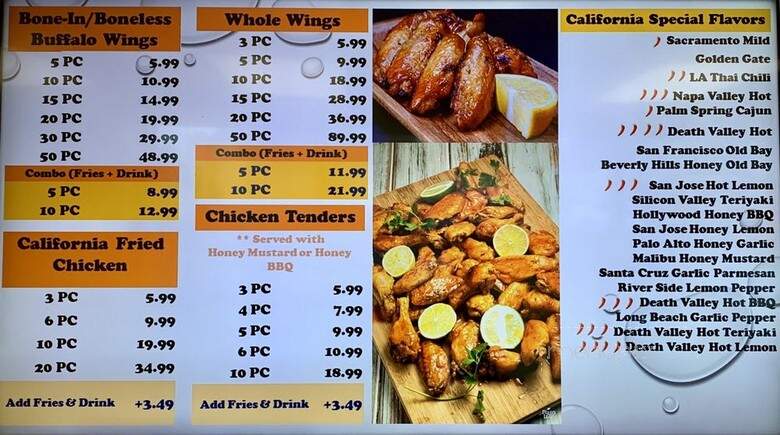 California Chicken Wings - Woodbridge, VA menu_pic
