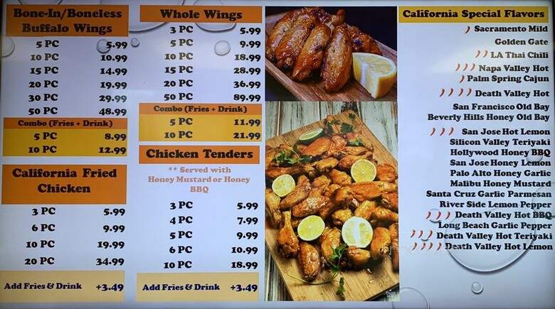 California Chicken Wings - Woodbridge, VA menu_pic