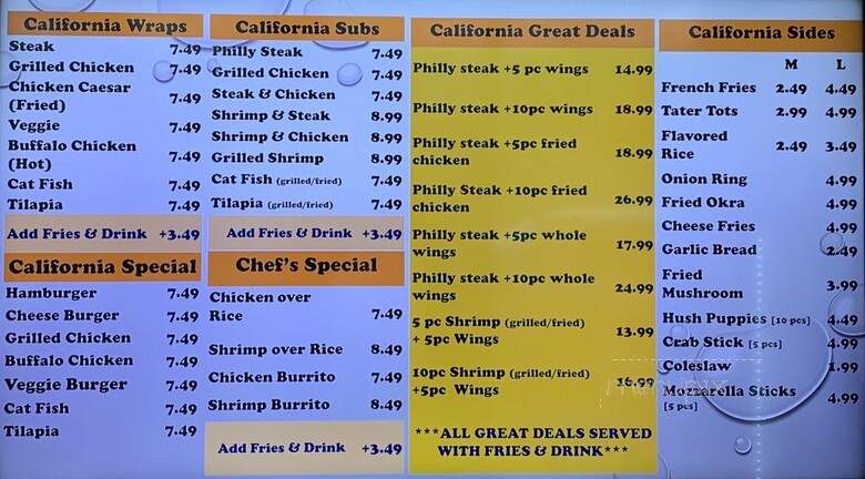 California Chicken Wings - Woodbridge, VA menu_pic