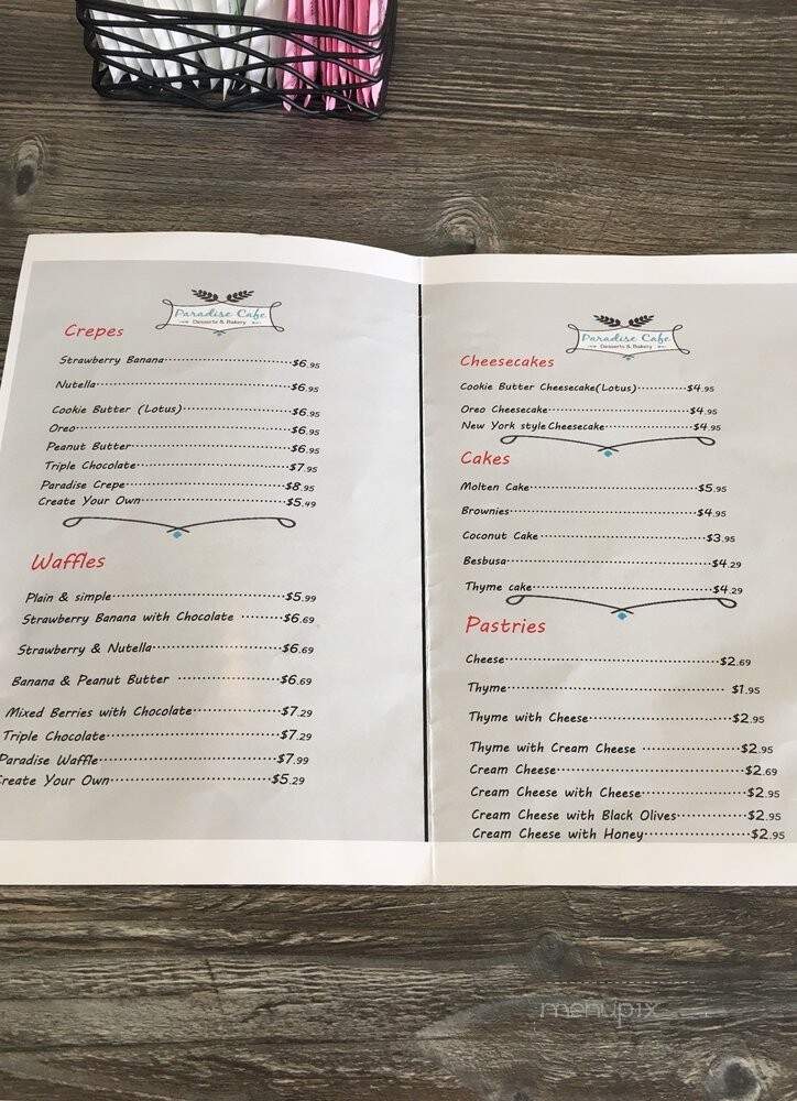 Paradise Cafe - Kalamazoo, MI menu_pic