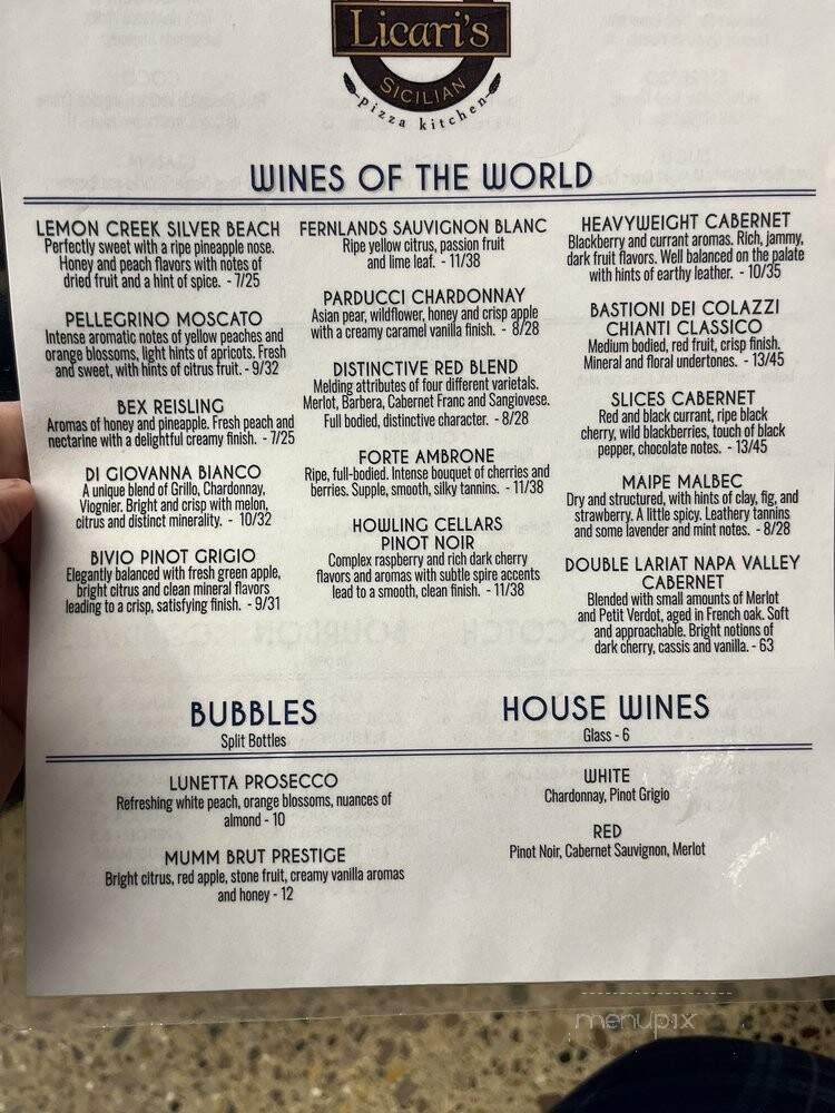 Licari's Sicilian Pizza Kitchen - Hudsonville, MI menu_pic