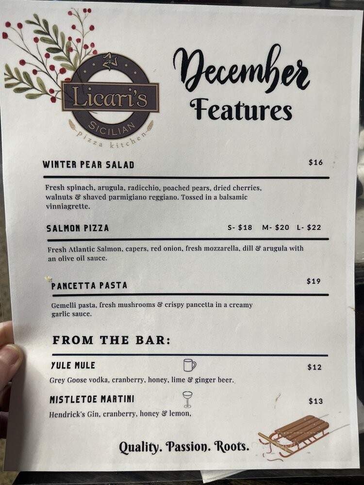 Licari's Sicilian Pizza Kitchen - Hudsonville, MI menu_pic