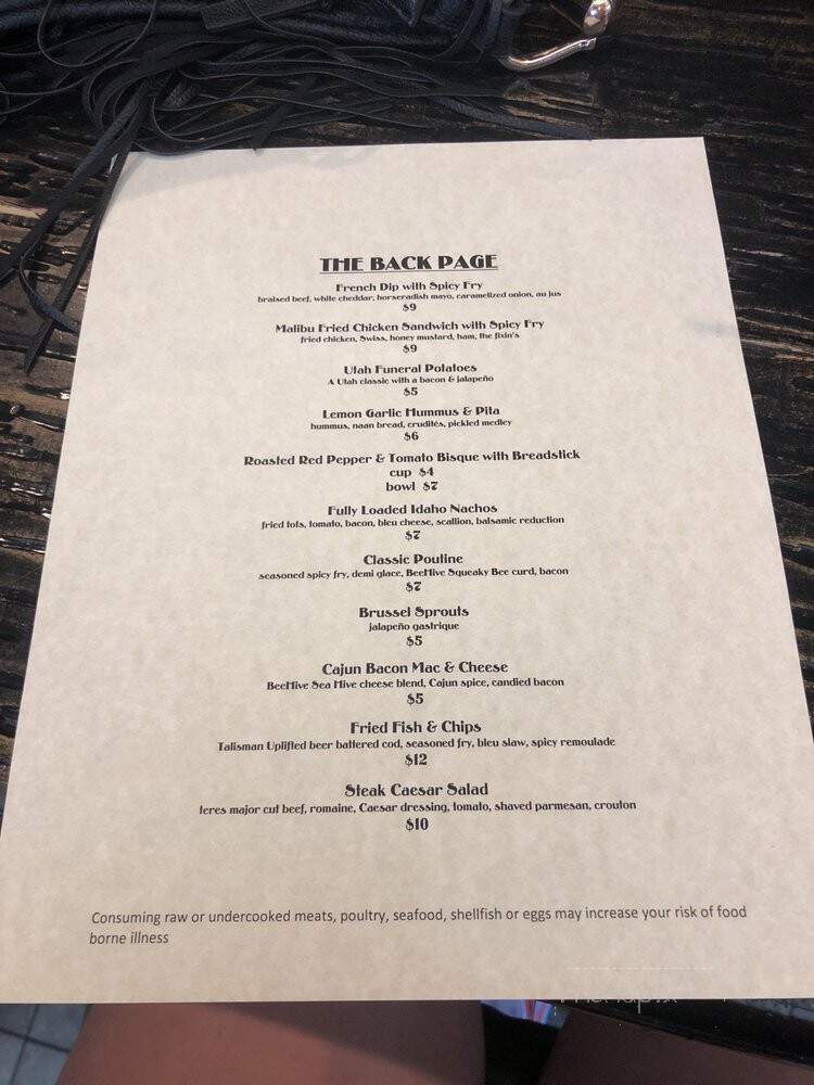 Archie's at the Bigelow Hotel - Ogden, UT menu_pic