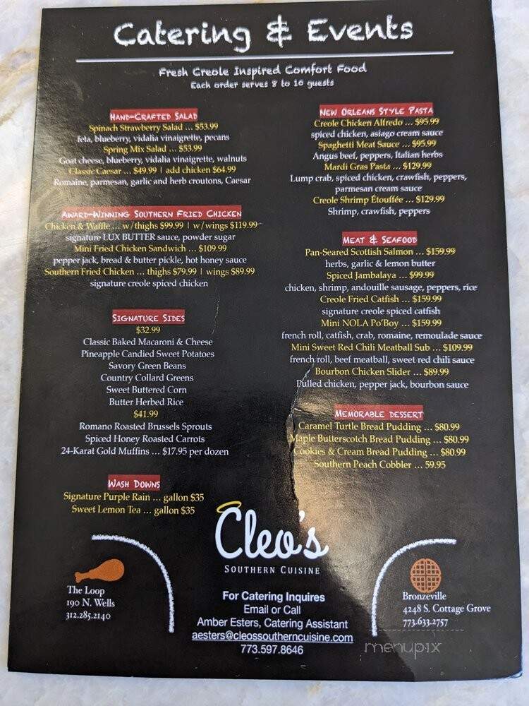 Cleo's Southern Cuisine - Chicago, IL menu_pic