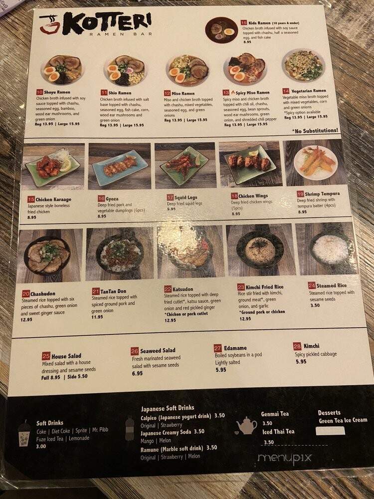 Kotteri Ramen Bar - Elk Grove, CA menu_pic