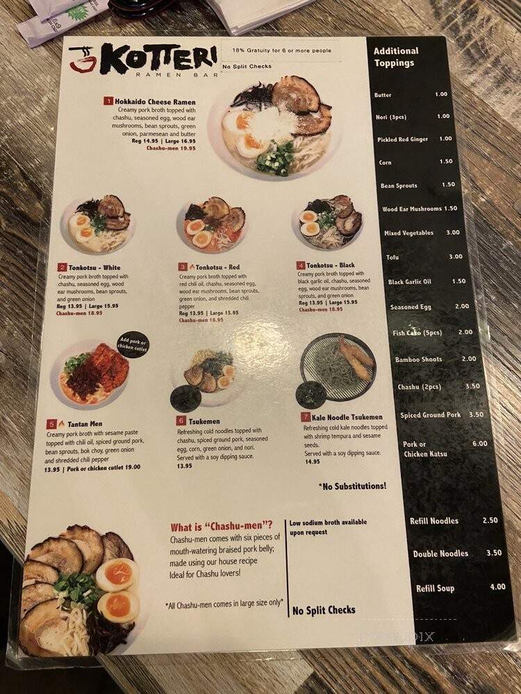 Kotteri Ramen Bar - Elk Grove, CA menu_pic