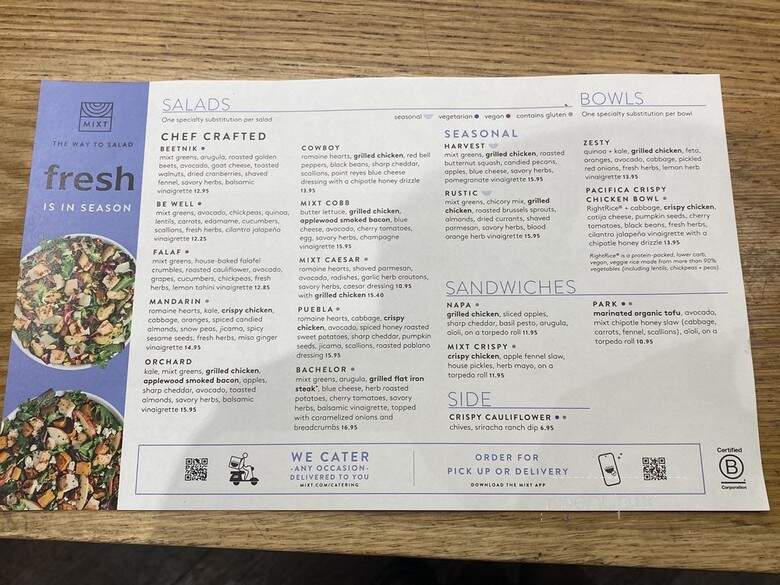 Mixt - San Francisco, CA menu_pic