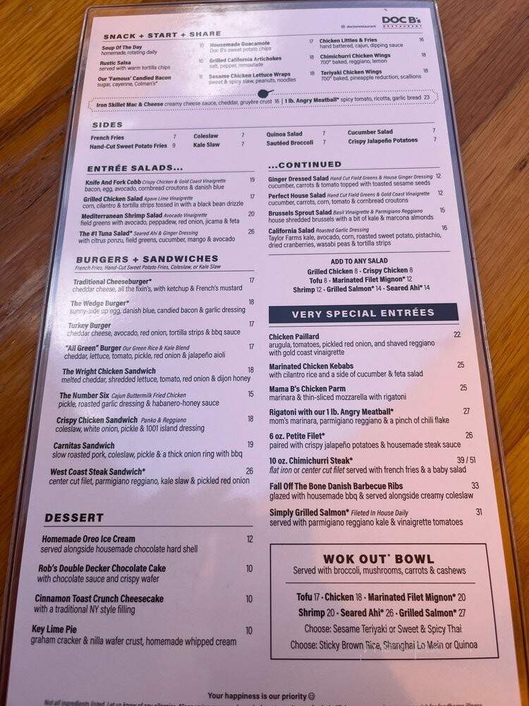 Doc B's Fresh Kitchen - Fort Worth, TX menu_pic