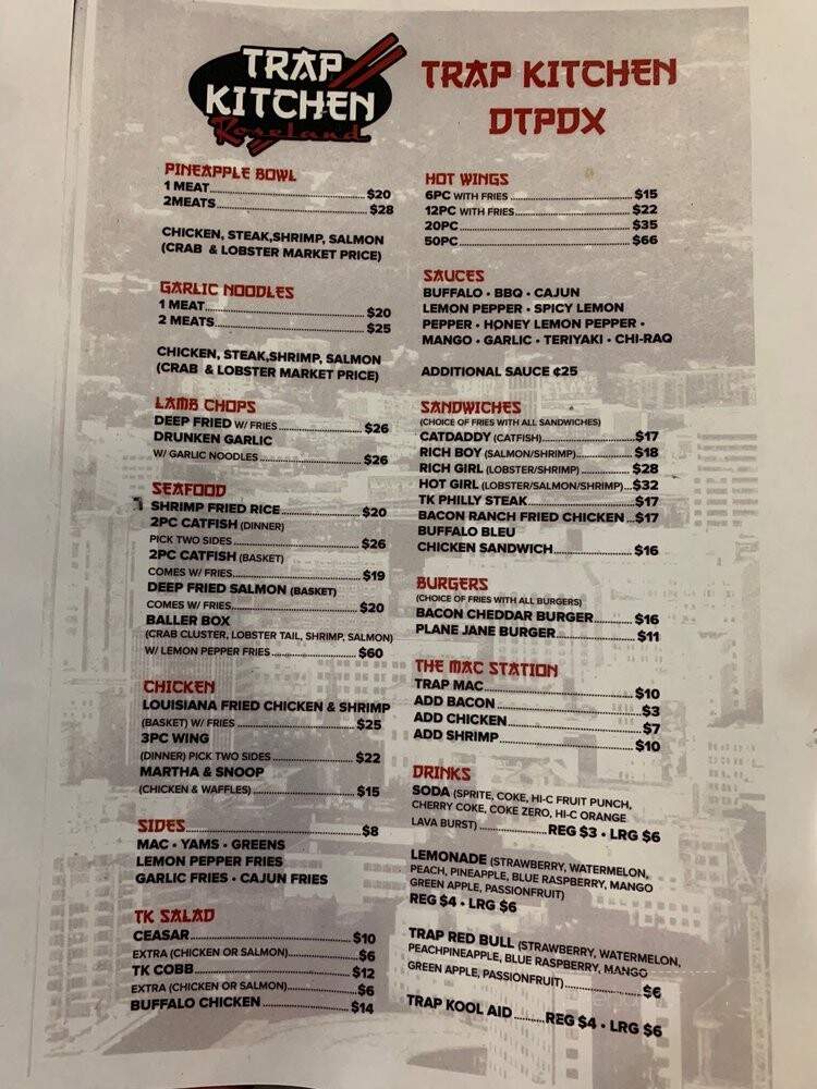 Trap Kitchen PDX - Portland, OR menu_pic