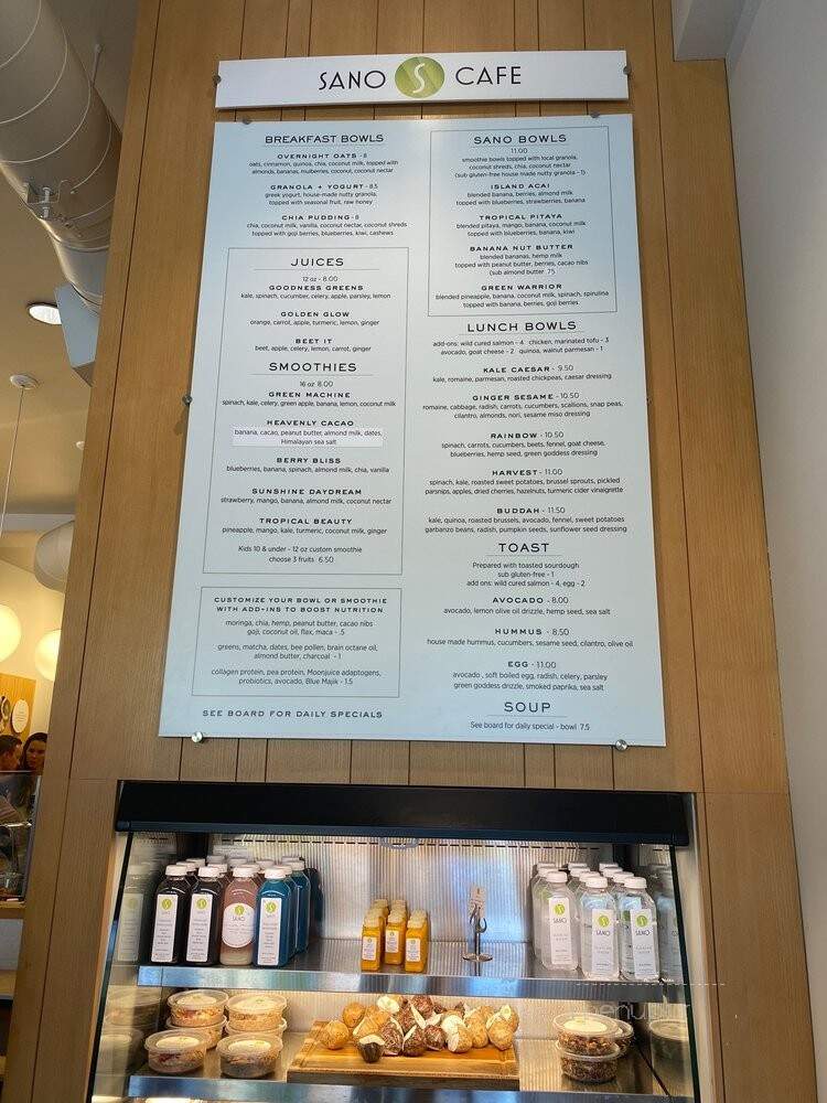 Sano Cafe - Mercer Island, WA menu_pic