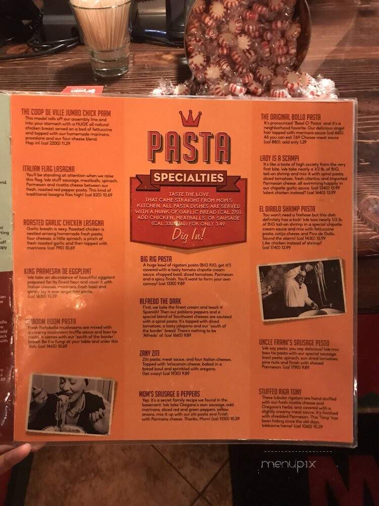 Oregano's Pizza Bistro - Tucson, AZ menu_pic