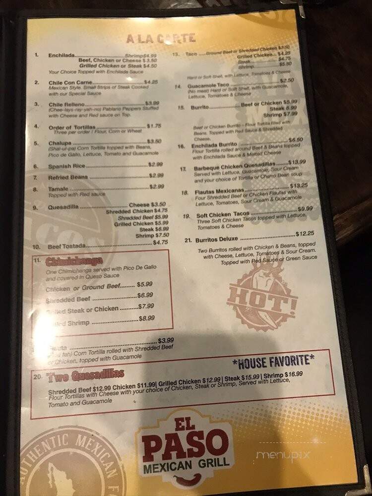 El Paso Mexican Grill - Denham Springs, LA menu_pic