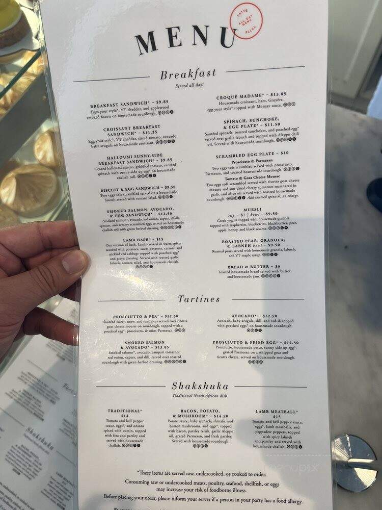 Tatte Bakery & Cafe - Boston, MA menu_pic