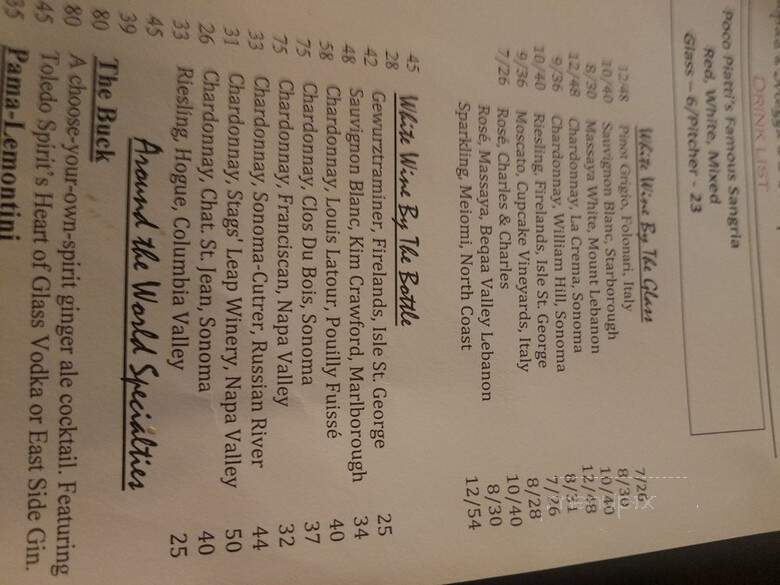 Poco Piatti - Toledo, OH menu_pic