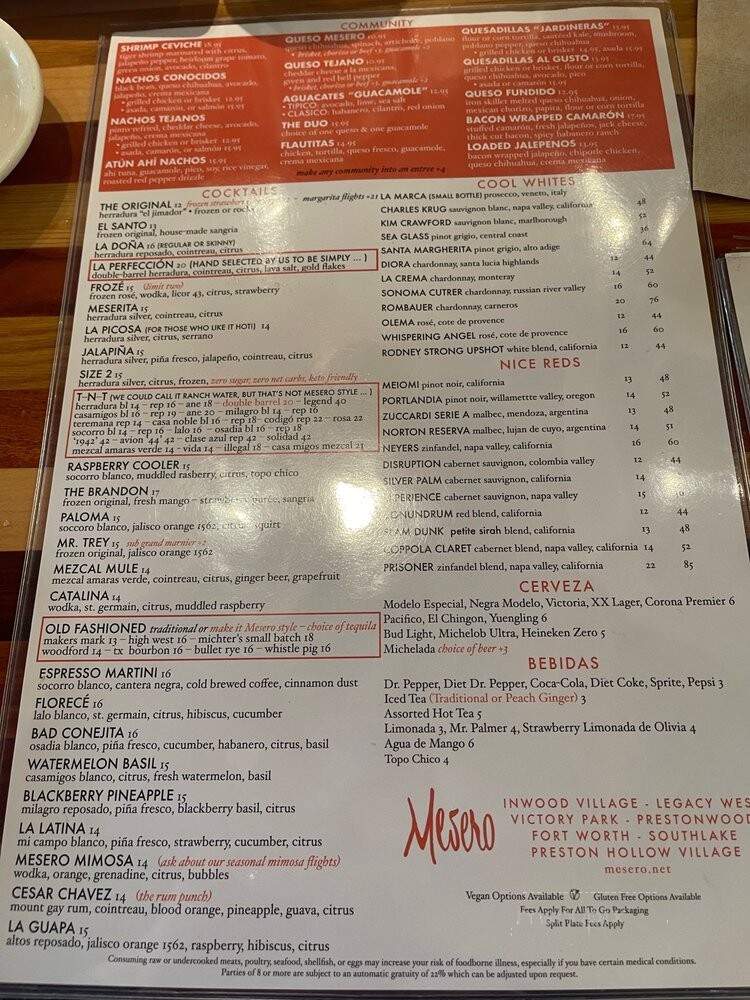 Mesero - Fort Worth, TX menu_pic
