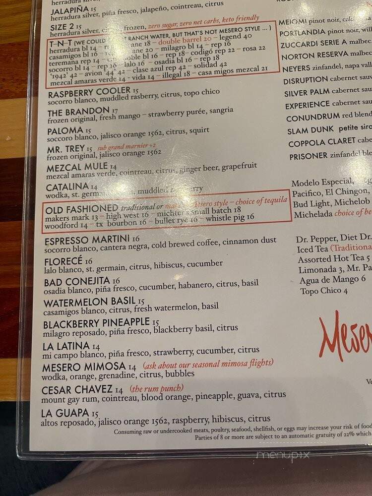 Mesero - Fort Worth, TX menu_pic