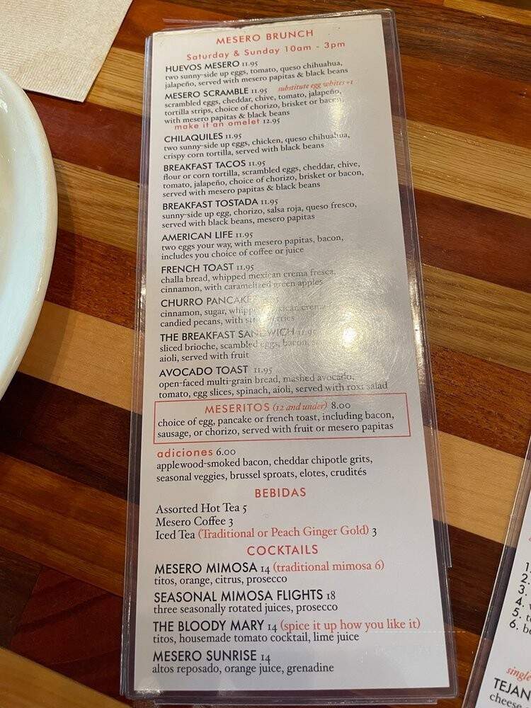 Mesero - Fort Worth, TX menu_pic