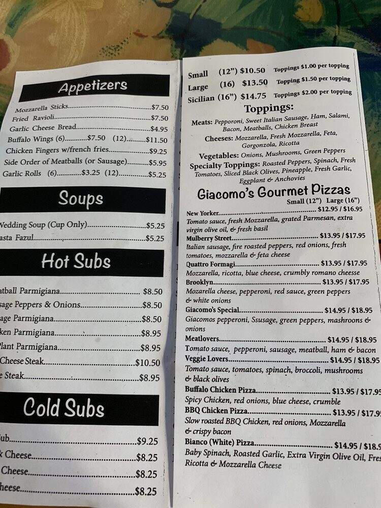 Giacomo's Pizza - Lantana, FL menu_pic