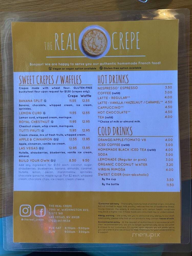 The Real Crepe - Las Vegas, NV menu_pic
