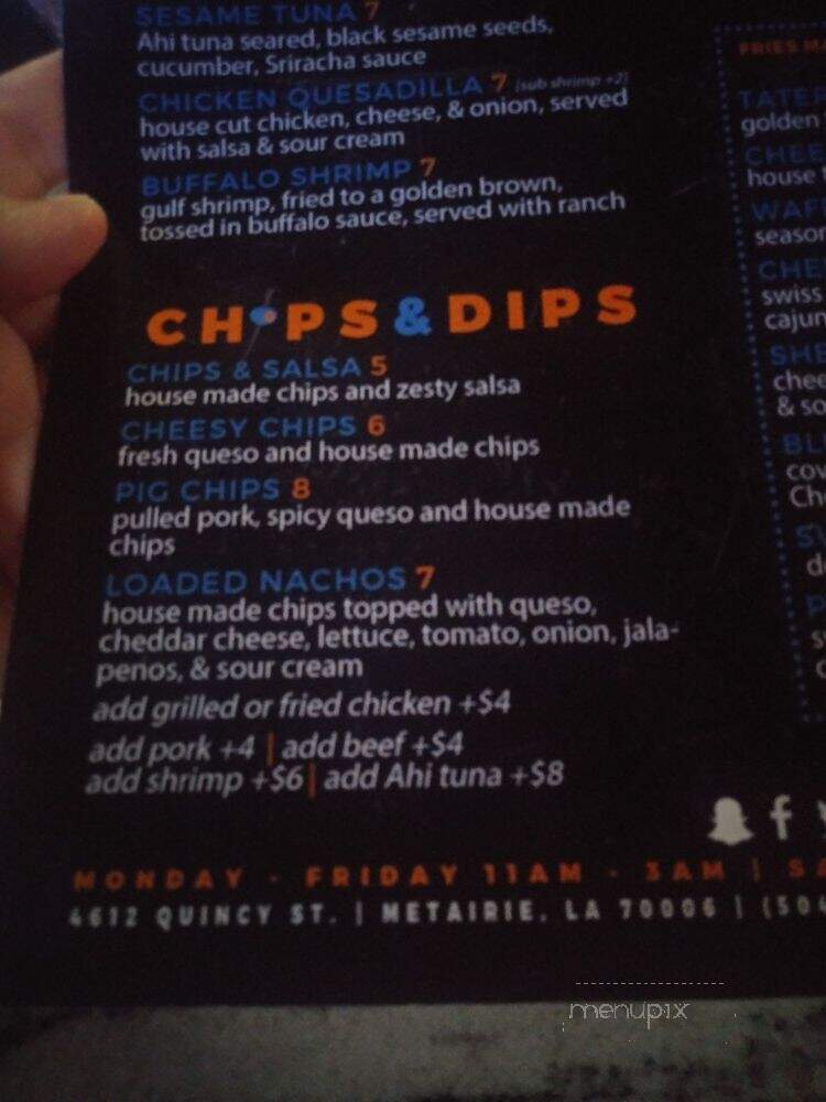 Shenanigans - Metairie, LA menu_pic