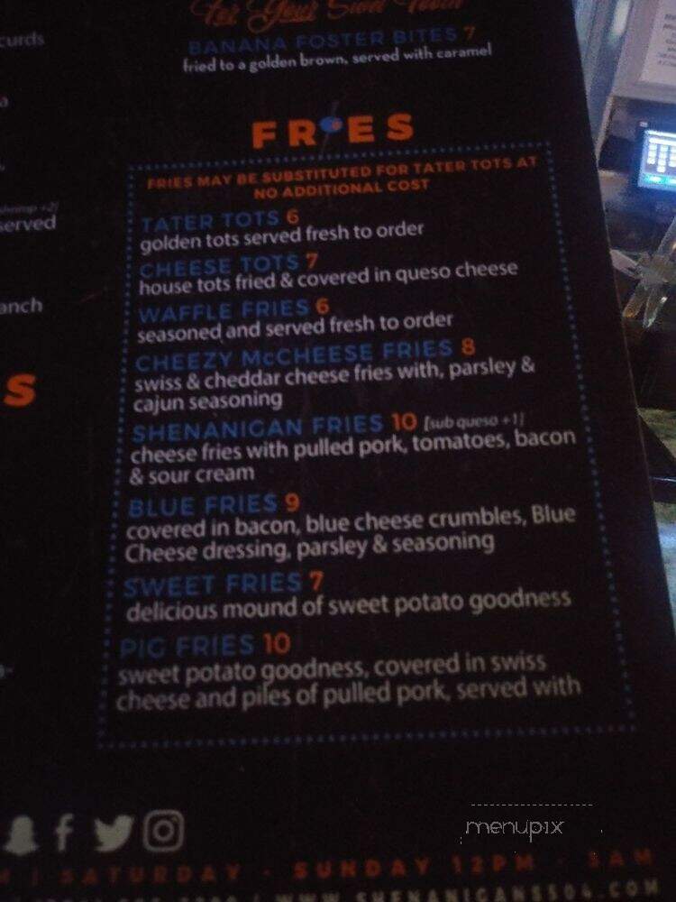 Shenanigans - Metairie, LA menu_pic
