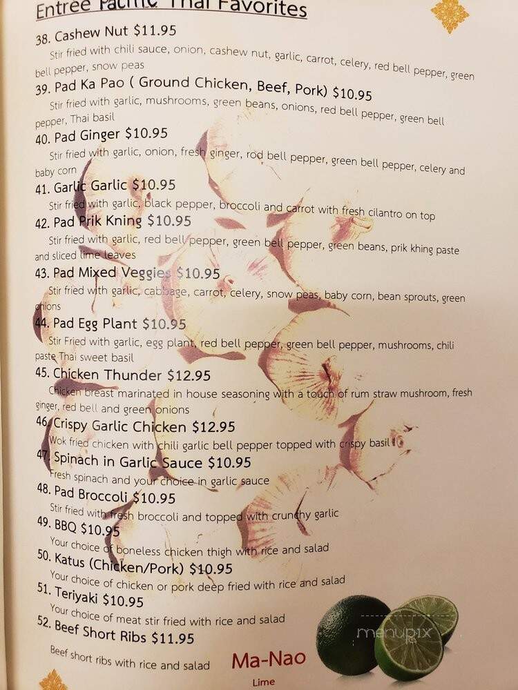 Pacific Thai Cuisine - Kent, WA menu_pic