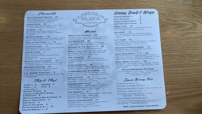 Lincoln Flats - Valparaiso, IN menu_pic