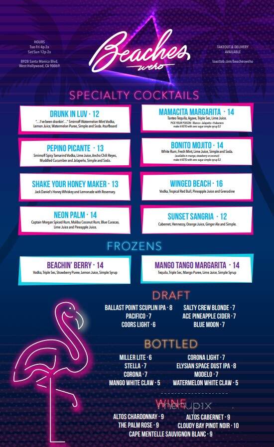 Beaches Weho - West Hollywood, CA menu_pic