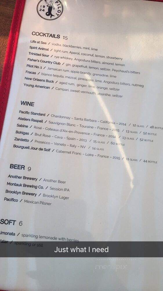 Pilot - Brooklyn, NY menu_pic