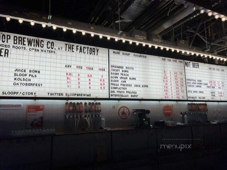 Sloop Brewing At The Factory - Hopewell Junction, NY menu_pic