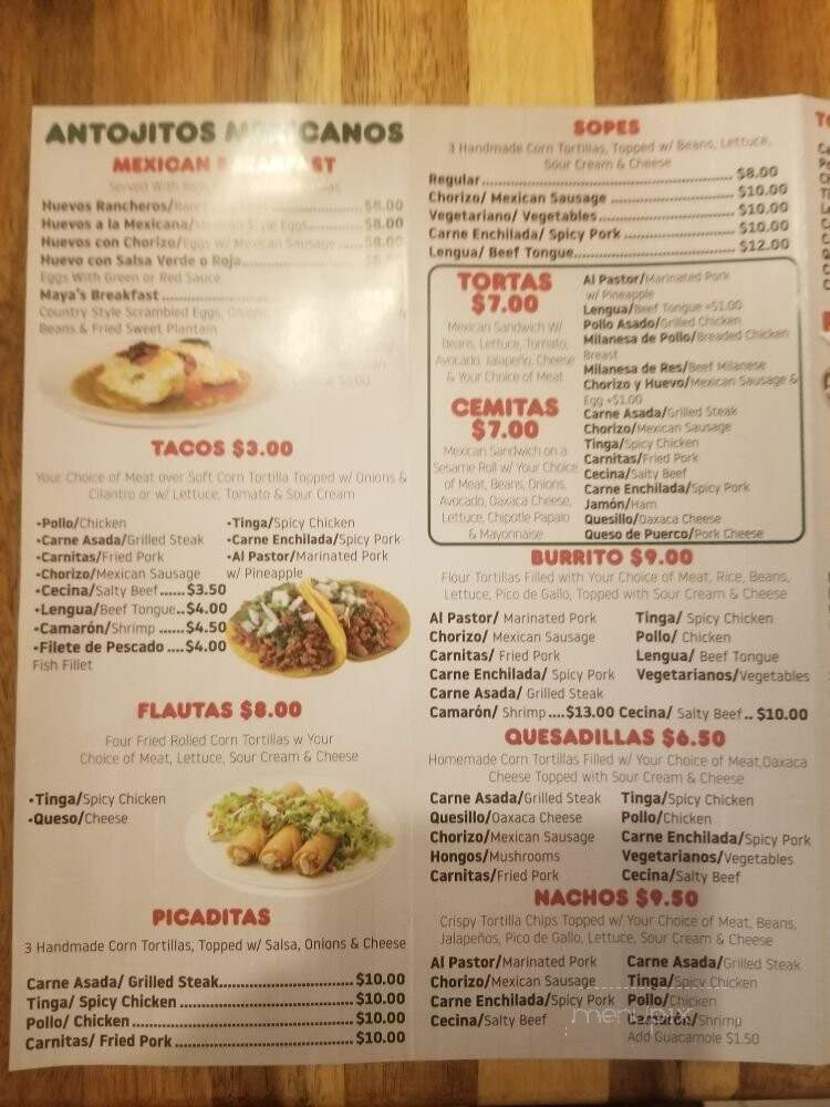Maya Fusion Cafe - Brooklyn, NY menu_pic