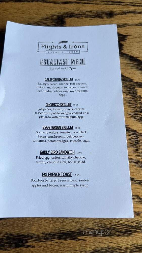 Flights & Irons Urban Kitchen - San Clemente, CA menu_pic